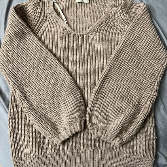 Aritzia Babaton Valadon Balloon Sleeve Sweater Brown XXS Merino Wool - Picture 2 of 8